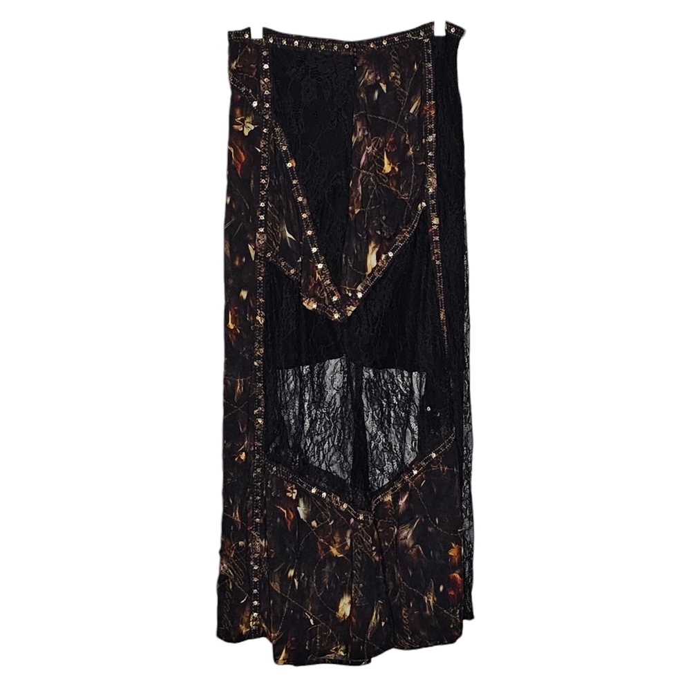 All Saints Black Lace Bryn Studded Maxi Half Sheer Skirt Boho Emo Whimsigoth 8 - Picture 3 of 10